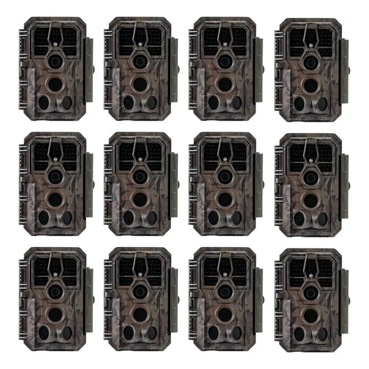 12-Pack bulk set of GardePro A5 trail cameras for large-scale wildlife monitoring.