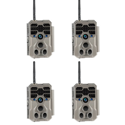 4-Pack bundle of GardePro A80 4K Wi-Fi trail cameras with external antennas.