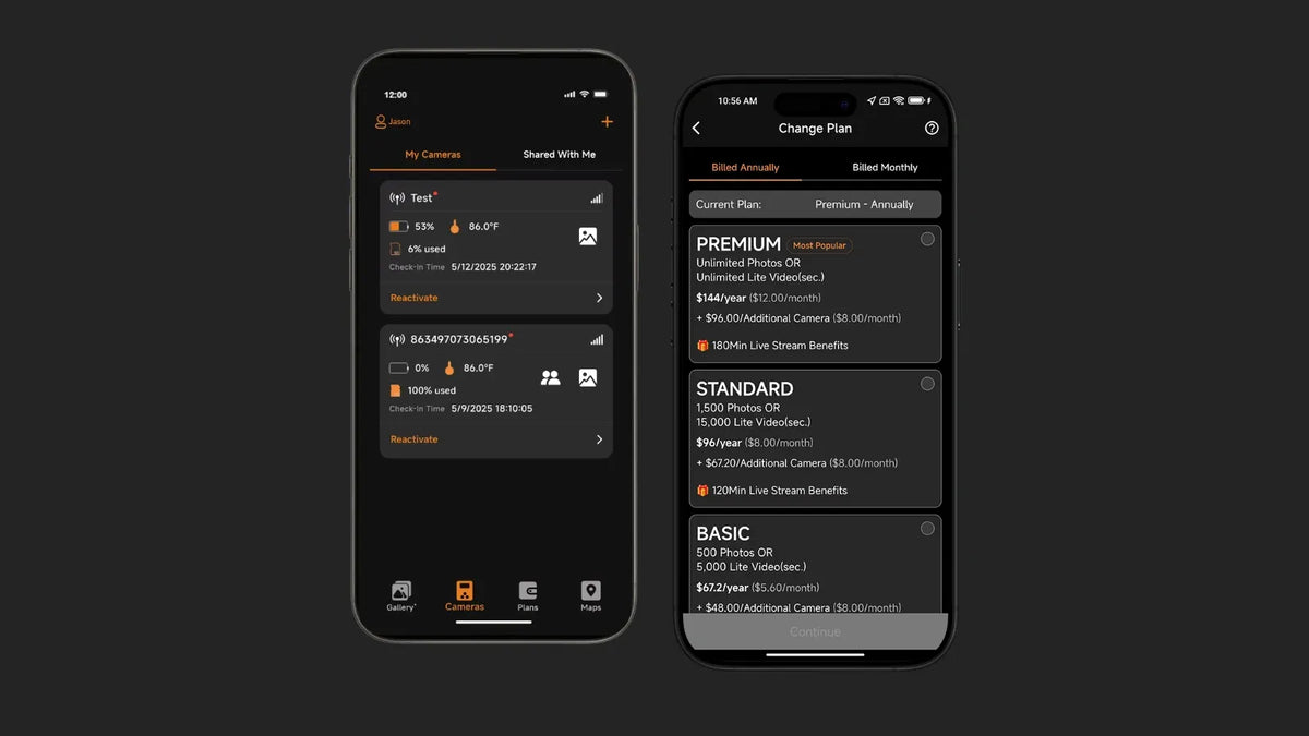 Data plan and multi-camera management feature