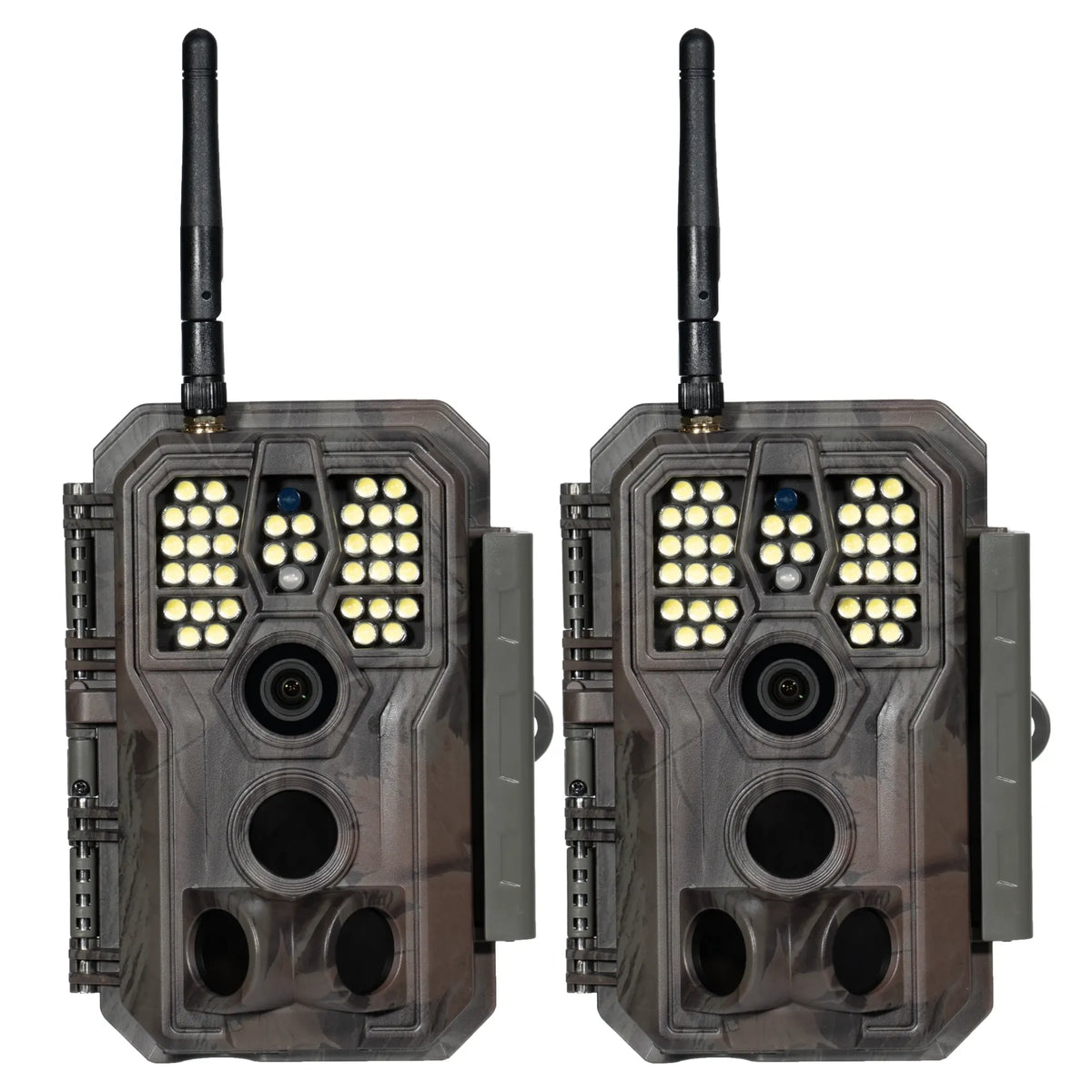 2-Pack set of GardePro E8PWF White Flash Wi-Fi trail cameras.