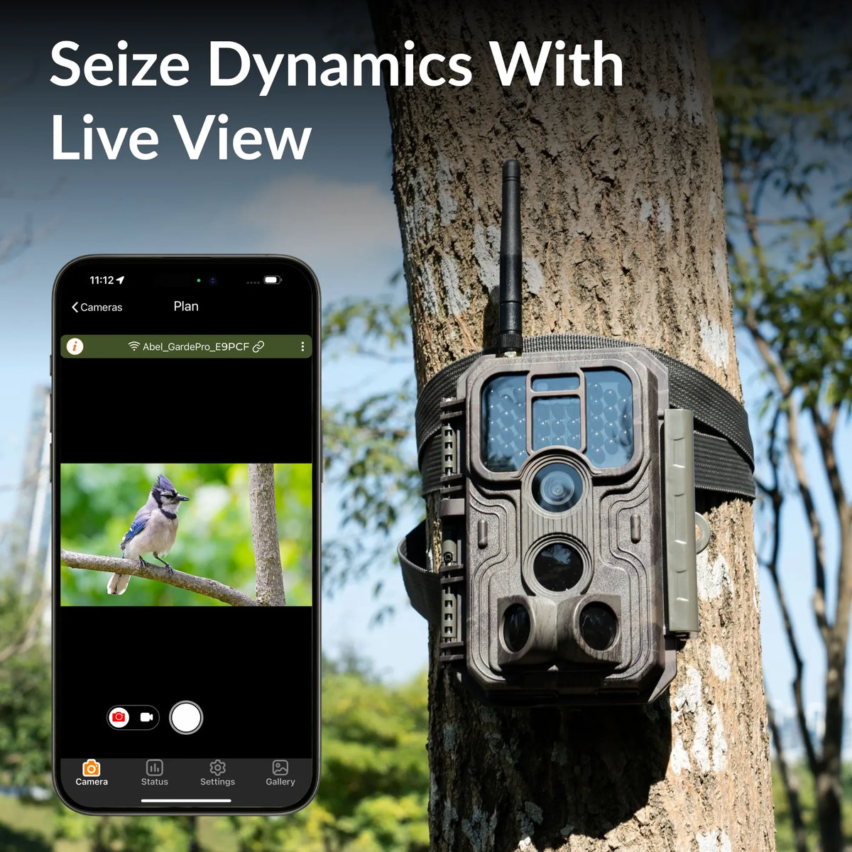 GardePro E9P Close Focus WiFi Trail Camera with live view, perfect for wildlife observation, birdwatching, and video recording