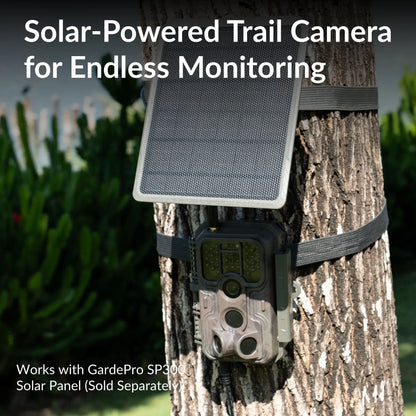 GardePro E9P Close Focus WiFi Trail Camera with SP300 solar panel for backyard wildlife monitoring and small animal capture