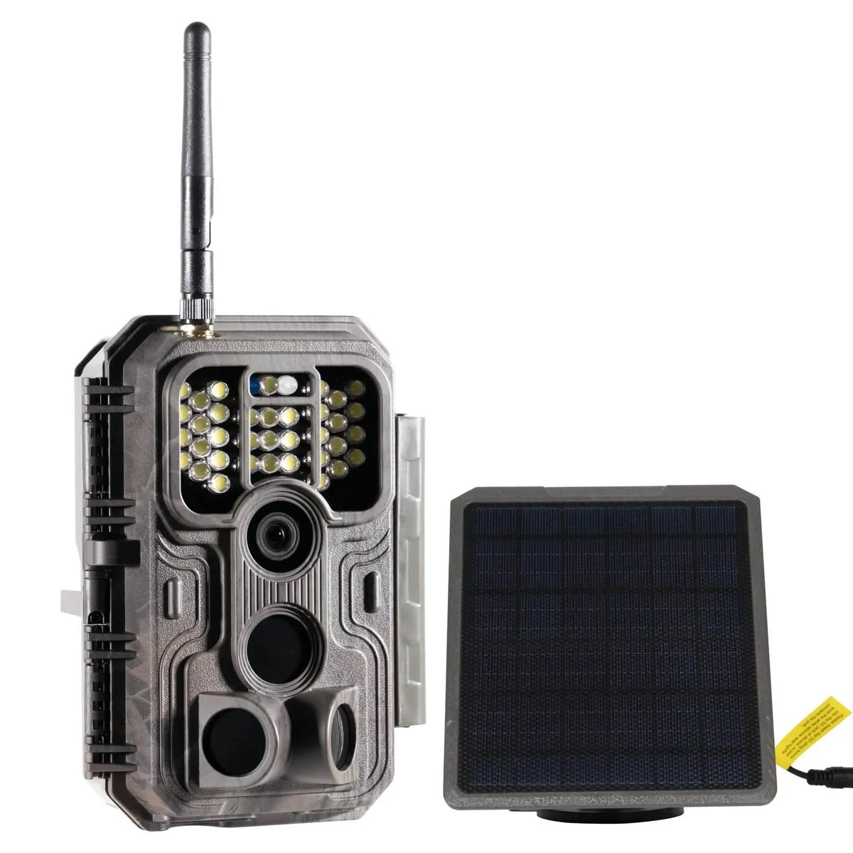 GardePro E9P White Flash Wi-Fi trail camera with solar panel for color night vision.