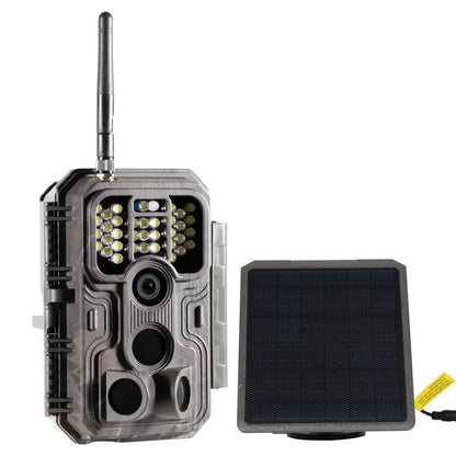 GardePro E9P White Flash Wi-Fi trail camera with solar panel for color night vision.