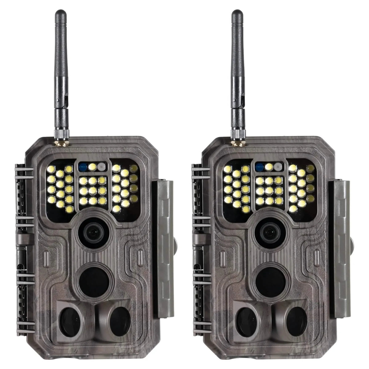 2-Pack set of GardePro E9P White Flash Wi-Fi trail cameras with Sony sensors.