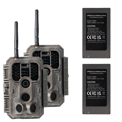 2-Pack GardePro E9P Wi-Fi trail cameras with two rechargeable lithium battery packs included.