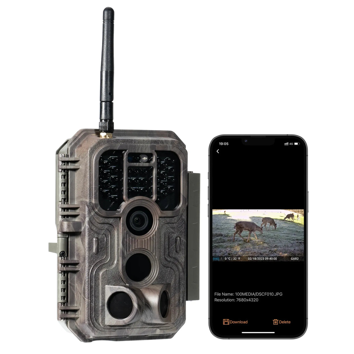 GardePro E9 Wi-Fi trail camera connecting to smartphone app for video playback.