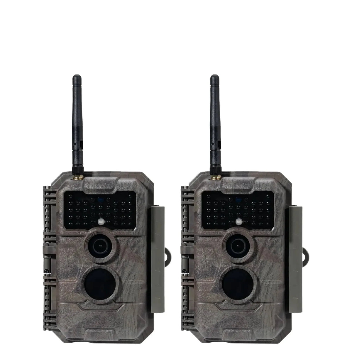 2-Pack bundle of GardePro E6 Wi-Fi trail cameras with camouflage casing.