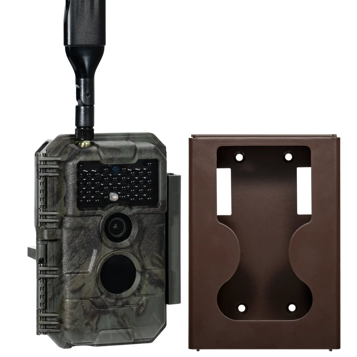 GardePro X20 cellular trail camera paired with a protective security box for anti-theft and rugged outdoor use