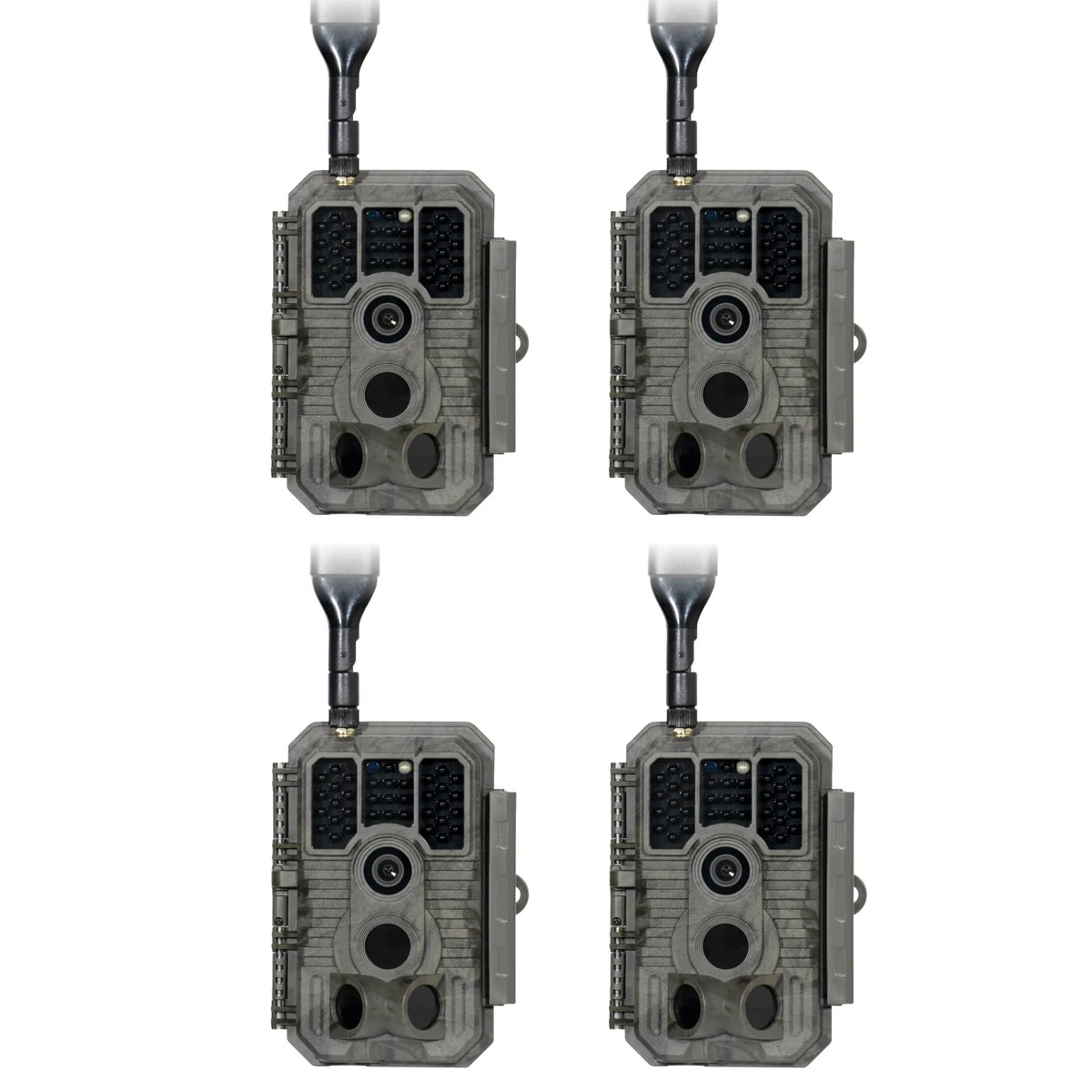 4-Pack bundle of GardePro X60P cellular trail cameras with high-gain antennas.