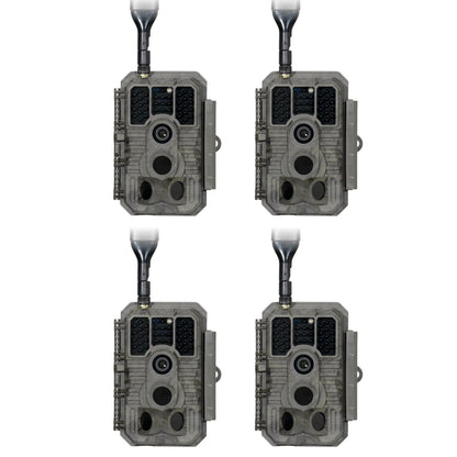 4-Pack bundle of GardePro X60P cellular trail cameras with high-gain antennas.