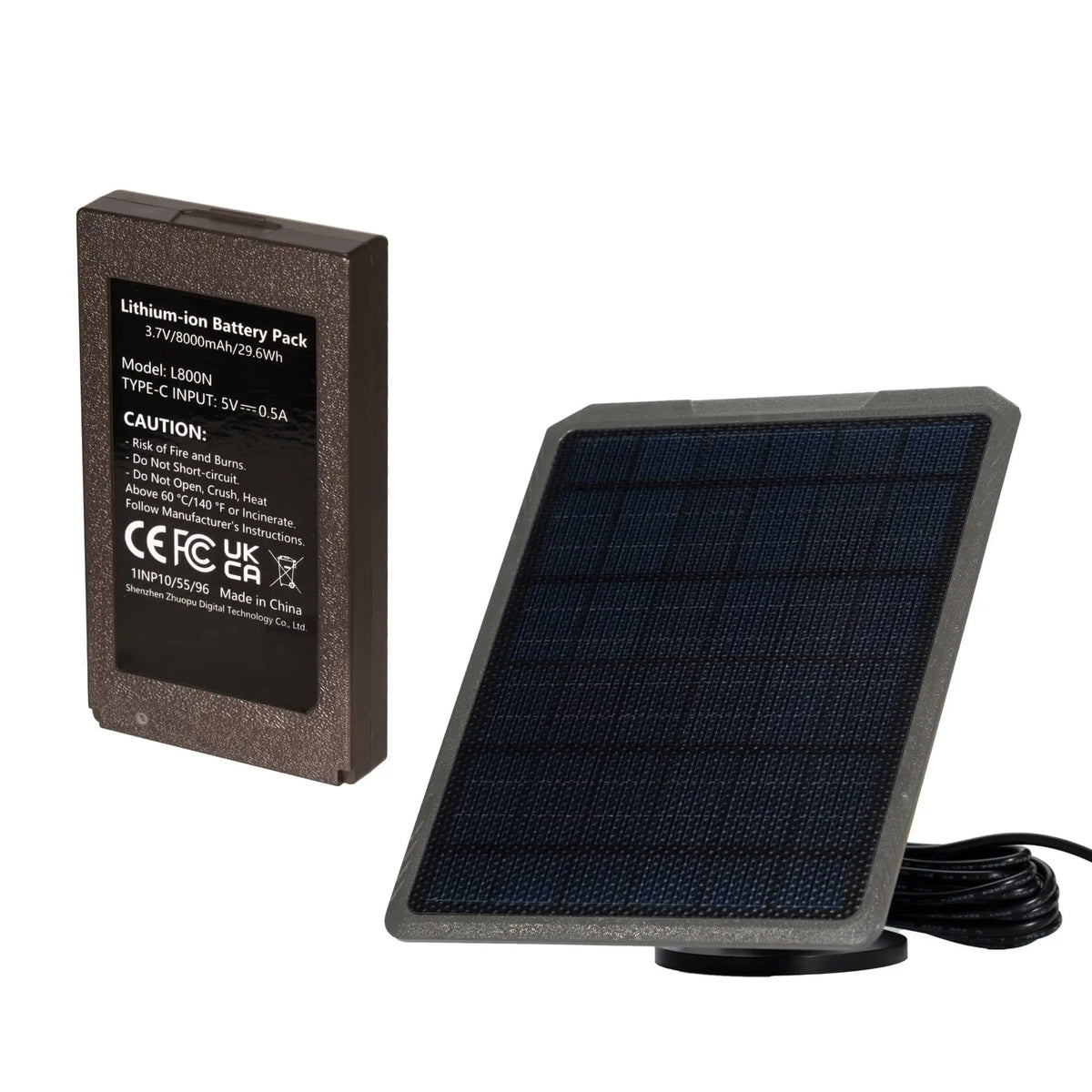 GardePro accessory bundle including a solar panel and L800N rechargeable lithium battery pack.